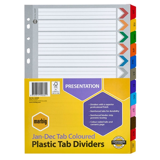 Picture of MARBIG JAN-DEC COLOURED TABS