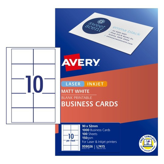 Picture of BUSINESS CARDS AVERY A4 LASER L7415