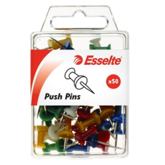 Picture of PUSH PINS ESSELTE ASSORTED PK50