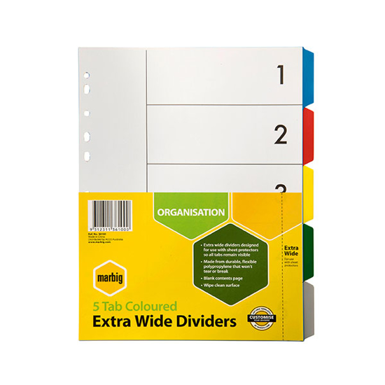 Picture of Marbig 5 Tab Coloured Extra Wide Dividers