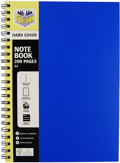 Picture of NOTE BOOK SPIRAX 512 A4 H/C TWIN WIRE BL