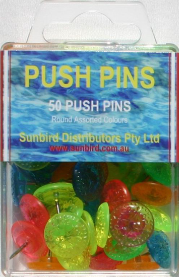 Picture of PUSH PINS CLEAR COLOURS 50