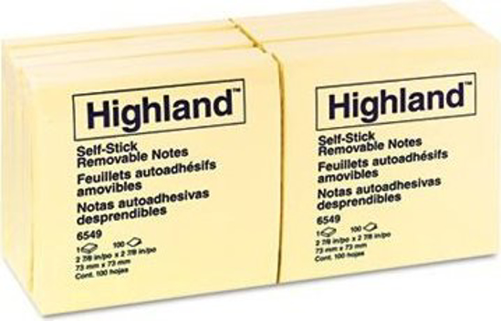 Picture of STICK ON NOTES HIGHLAND 6549 76X76 YELLO