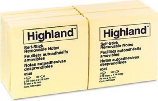 Picture of STICK ON NOTES HIGHLAND 6549 76X76 YELLO