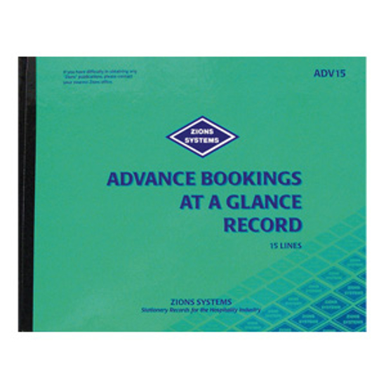 Picture of ADVANCE BOOKINGS AT A GLANCE RECORD ZIONS ADV15