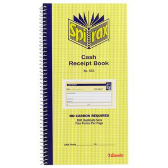 Picture of CASH RECEIPT BOOK SPIRAX 553 DUPLICATE C/LESS