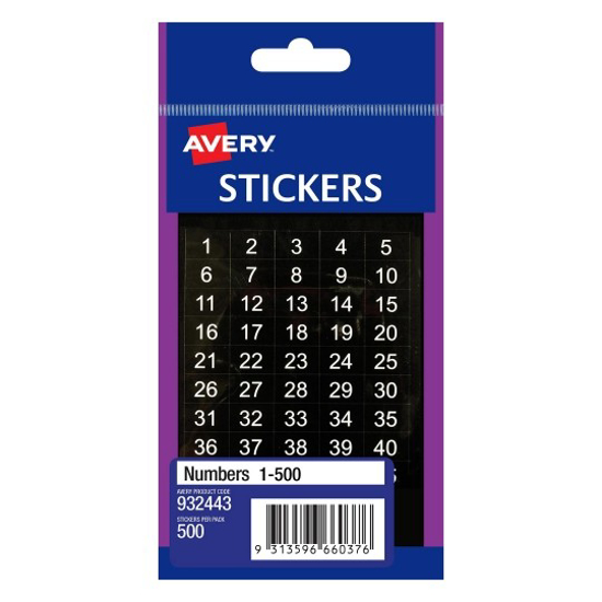Picture of LABEL AVERY F/P NUMBERS 1-500 932443