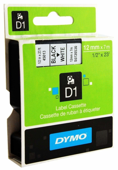 Picture of LABEL TAPE DYMO D1 12MMX7M BLK/WHT (4501