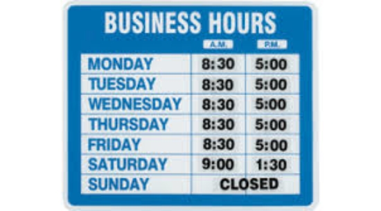 Picture of SIGN HEADLINE 203X305MM BUSINESS HOURS