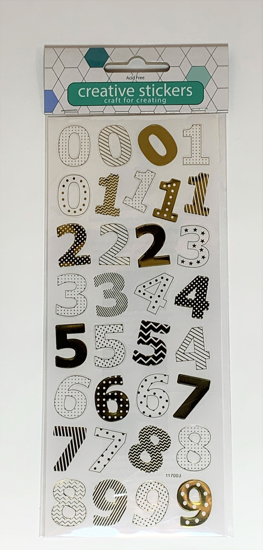 Picture of GOLD NUMBERS PATTERNED STICKERS 0 - 9