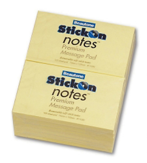 Picture of STICK ON NOTES B/TONE 76X125 YELLOW
