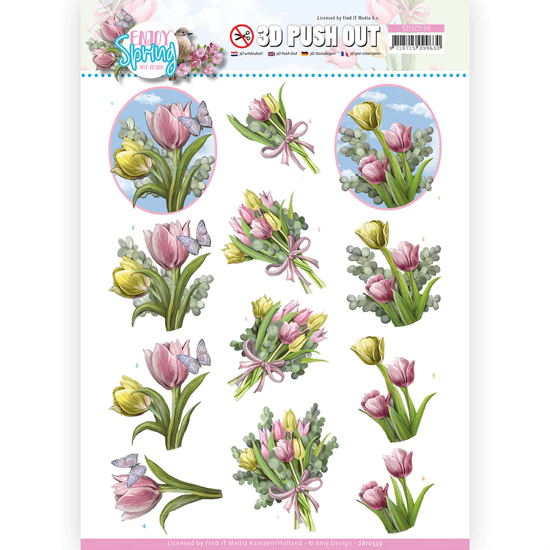 Picture of 3D PUSHOUT ENJOY SPRING TULIPS