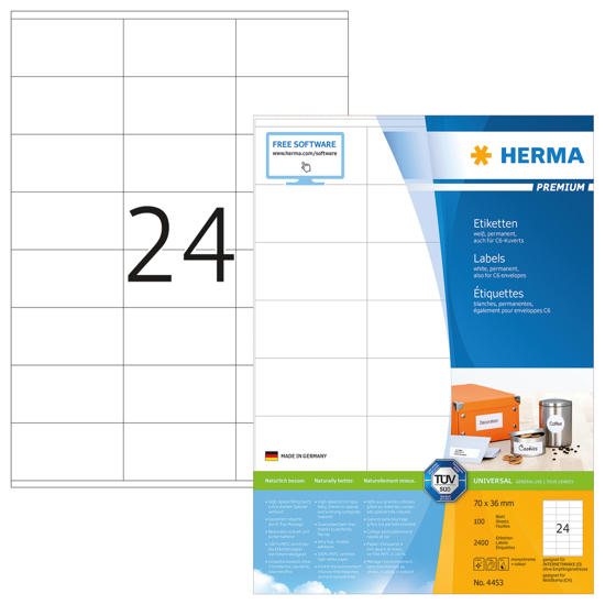 Picture of HERMA LABEL A4 70X36MM 24UP/B