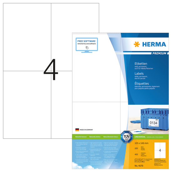 Picture of HERMA LABEL A4 105X148MM 4UP