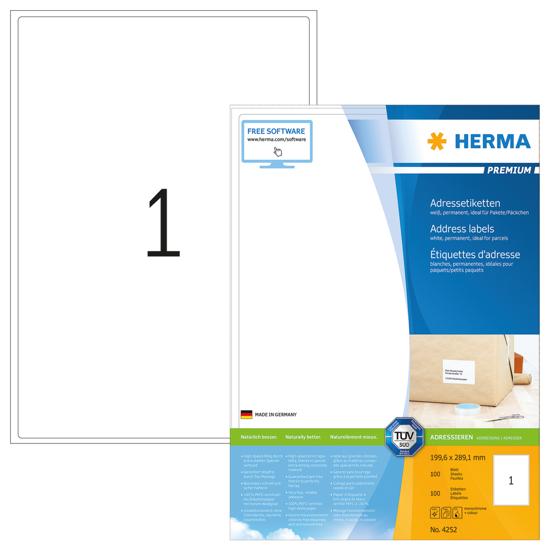 Picture of HERMA LABEL 1UP 199.6X289.1mm