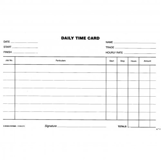 Picture of DAILY TIME CARDS ZIONS DTC PKT 250