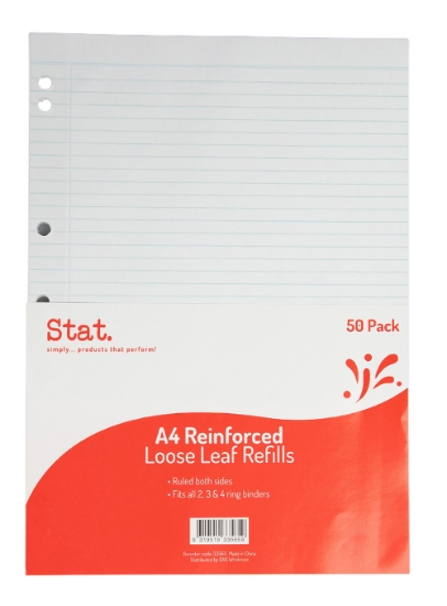 Picture of LOOSE LEAF REINFORCED REFILLS STAT A4 RULED