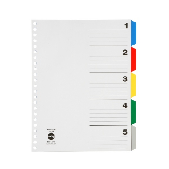 Picture of MARBIG A4 5 TAB DIVIDERS