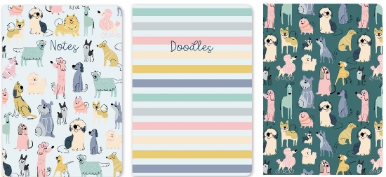 Picture of NOTEBOOK DOODLEY DOGS A5 3PK
