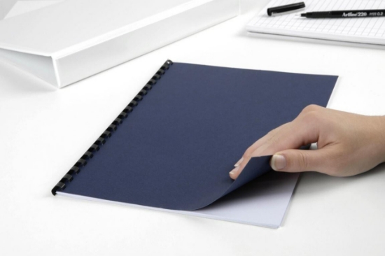 Picture of BINDER COVER L/GRAIN DARK BLUE A4