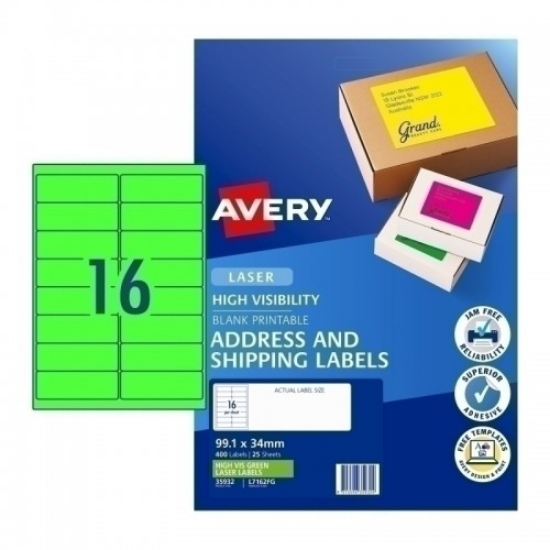 Picture of LABEL AVERY A4 16 UP FL GREEN